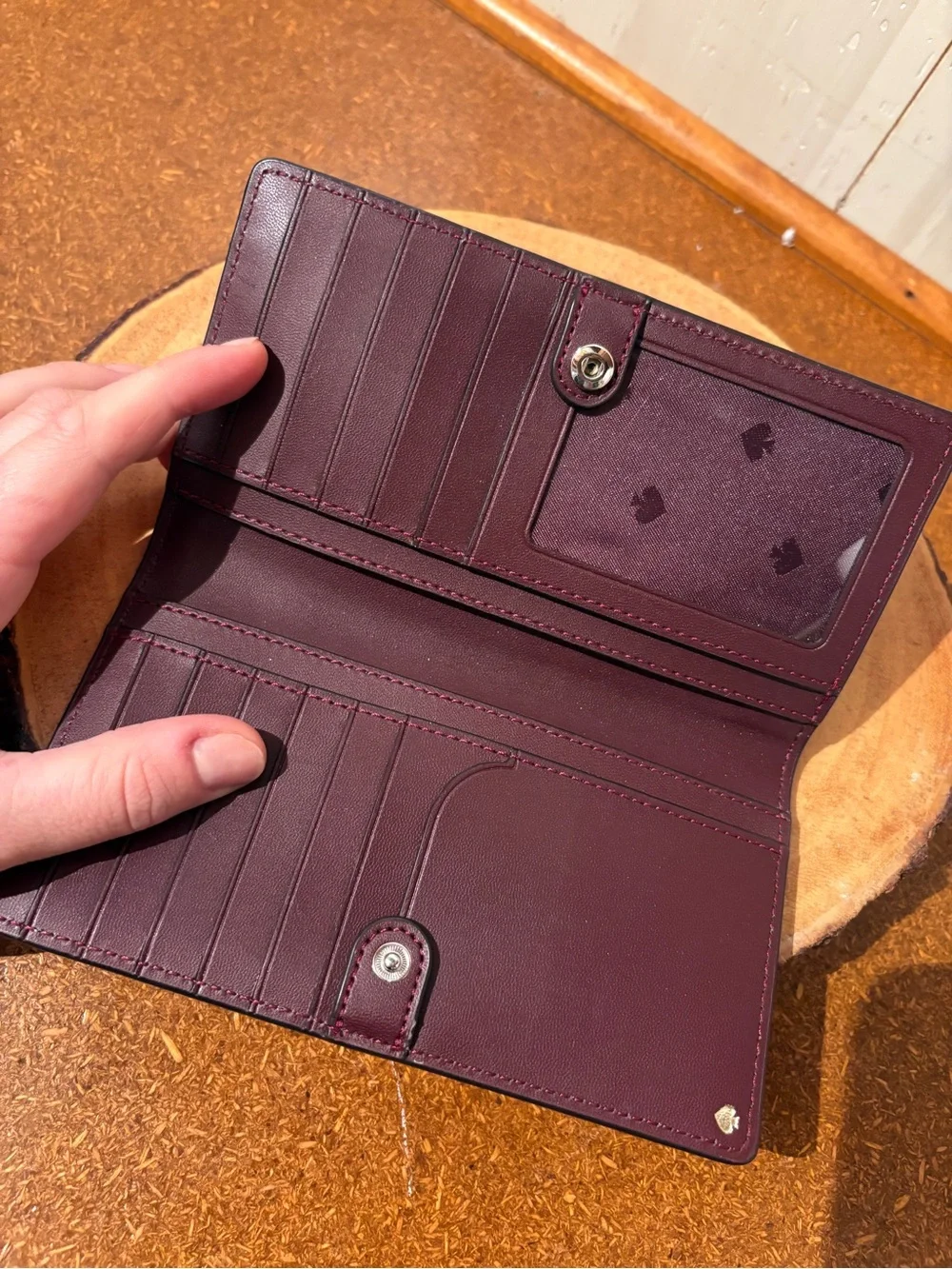 kate spade Wine Saffiano Leather Continental Wallet